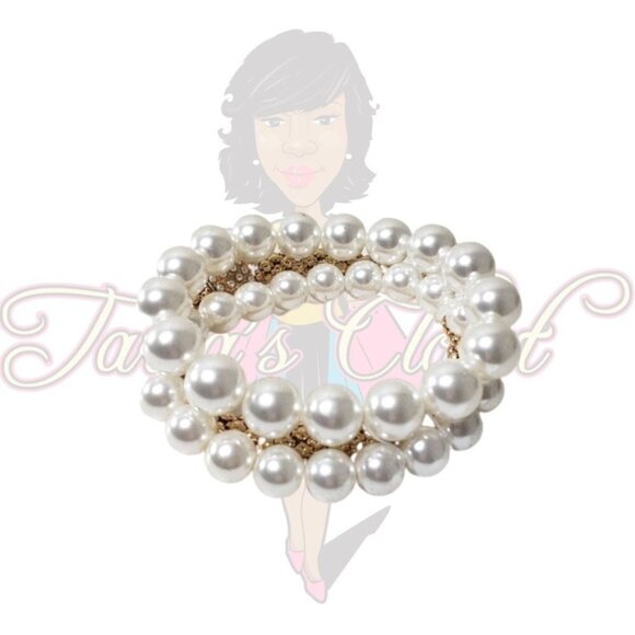 NY&C Pearl & Gold Stretch Beaded Bracelet Sz OS - Picture 1 of 6